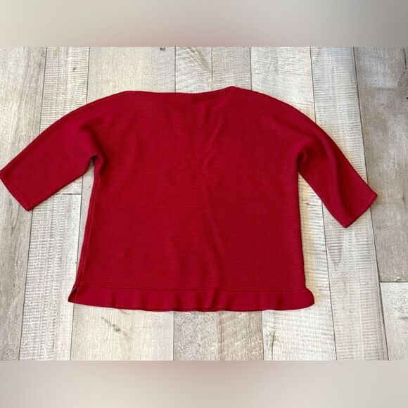 Chicos Red Ribbed Quarter Sleeve Sweater - Picture 3 of 3